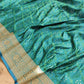 Green Two Tone Peacock Color Mashru Silk Jamewar Weaved Banarasi Saree