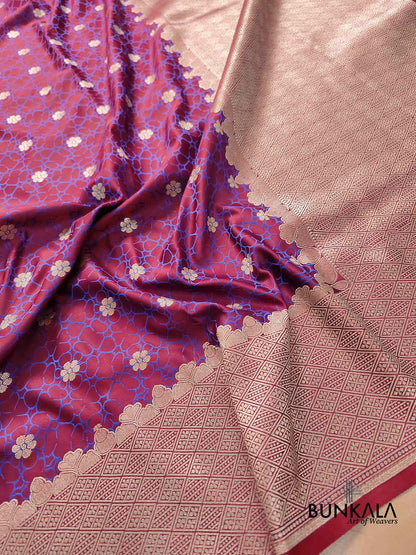 Purple Two Tone Mashru Silk Jamewar Weaved Banarasi Saree