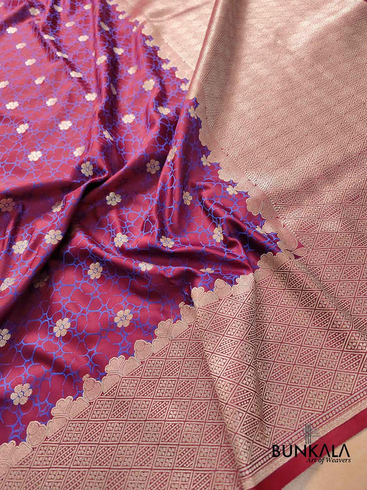 Purple Two Tone Mashru Silk Jamewar Weaved Banarasi Saree