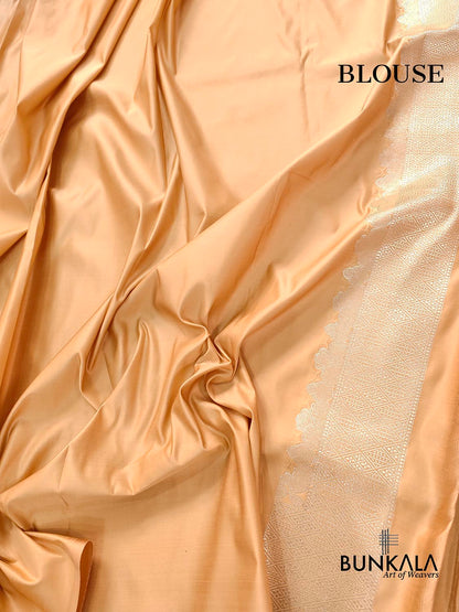 Beige Mashru Silk Jamewar Weaved Banarasi Saree