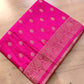 Hot Pink Soft Mashru Silk Allover Small Buti Weaved Banarasi Saree