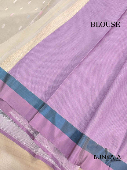 Pastel Multi Kadwa Handweaved Banarasi Pure Organza Silk Saree