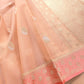 Peach Kadwa Buta Handweaved Banarasi Pure Organza Silk Saree