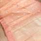 Peach Kadwa Buta Handweaved Banarasi Pure Organza Silk Saree