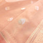 Peach Kadwa Buta Handweaved Banarasi Pure Organza Silk Saree