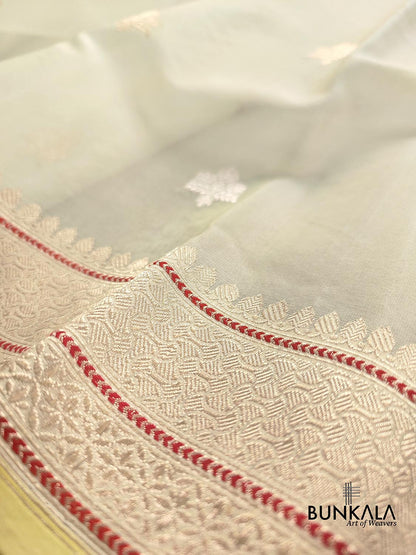 Pista Green Buta Handloom Banarasi Pure Organza Silk Saree