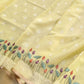 Pastel Yellow Floral Pichwai Design Embroidered Organza Saree