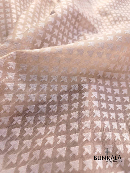 Off White Resham Work Allover Small Buti Banarasi Cotton Saree