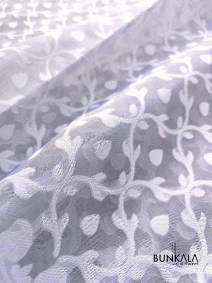 Grey Resham Work Allover Jaal Design Banarasi Cotton Saree