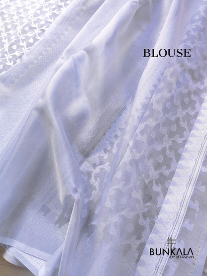 Grey Resham Work Allover Jaal Design Banarasi Cotton Saree