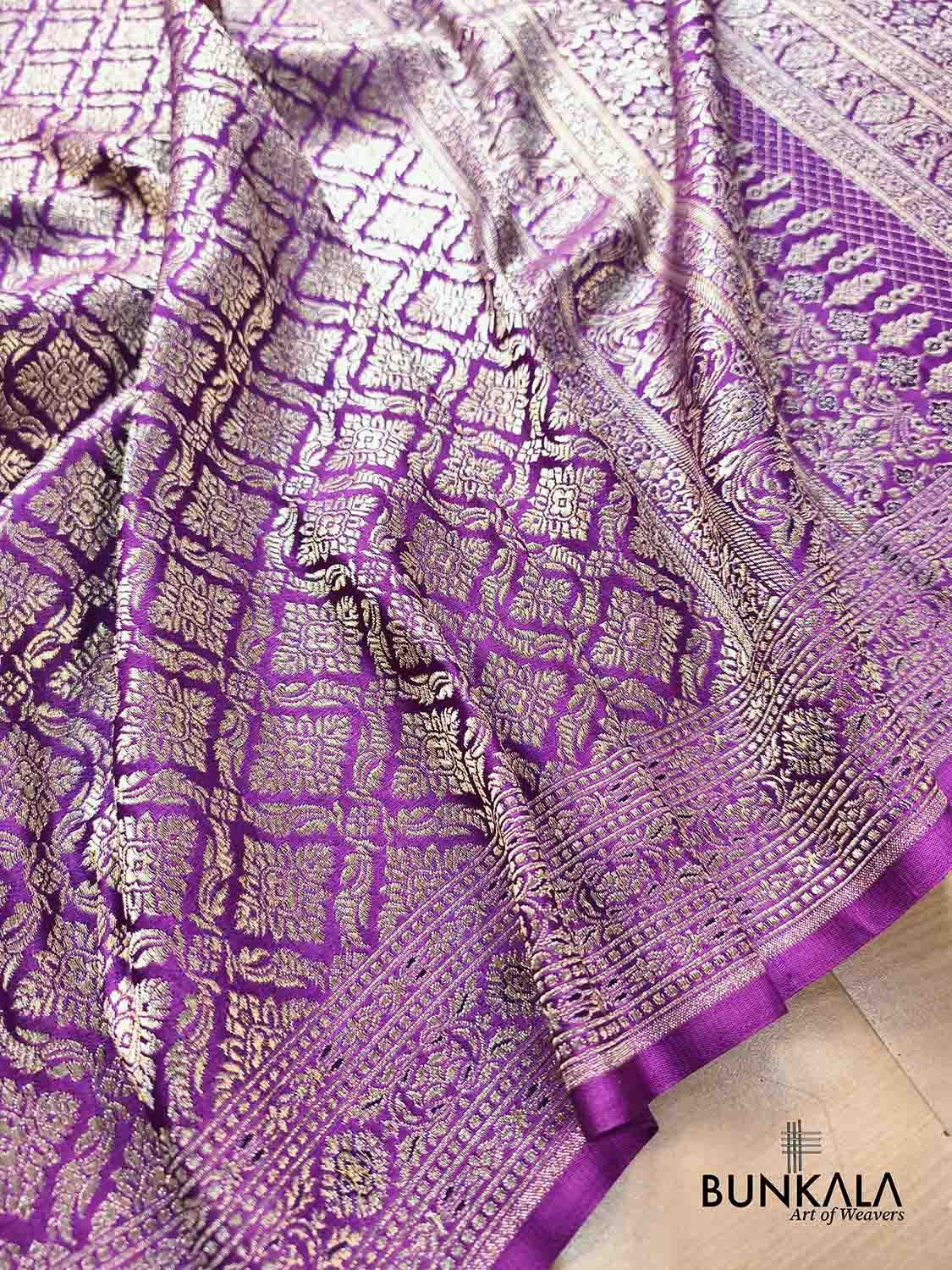 Purple Brocade Weaved Banarasi Mashru Silk Saree
