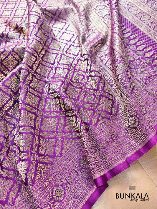 Purple Brocade Weaved Banarasi Mashru Silk Saree