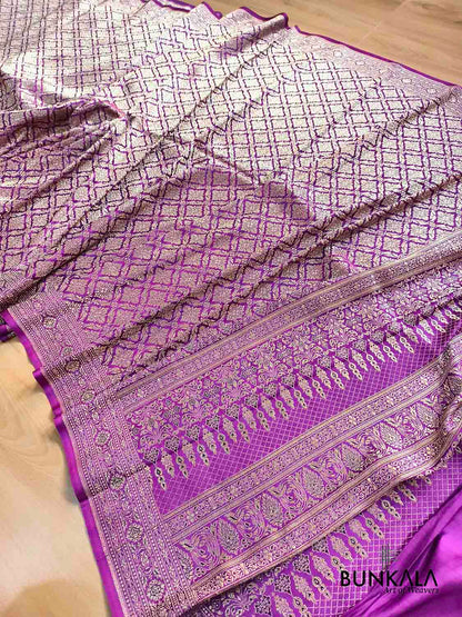 Purple Brocade Weaved Banarasi Mashru Silk Saree