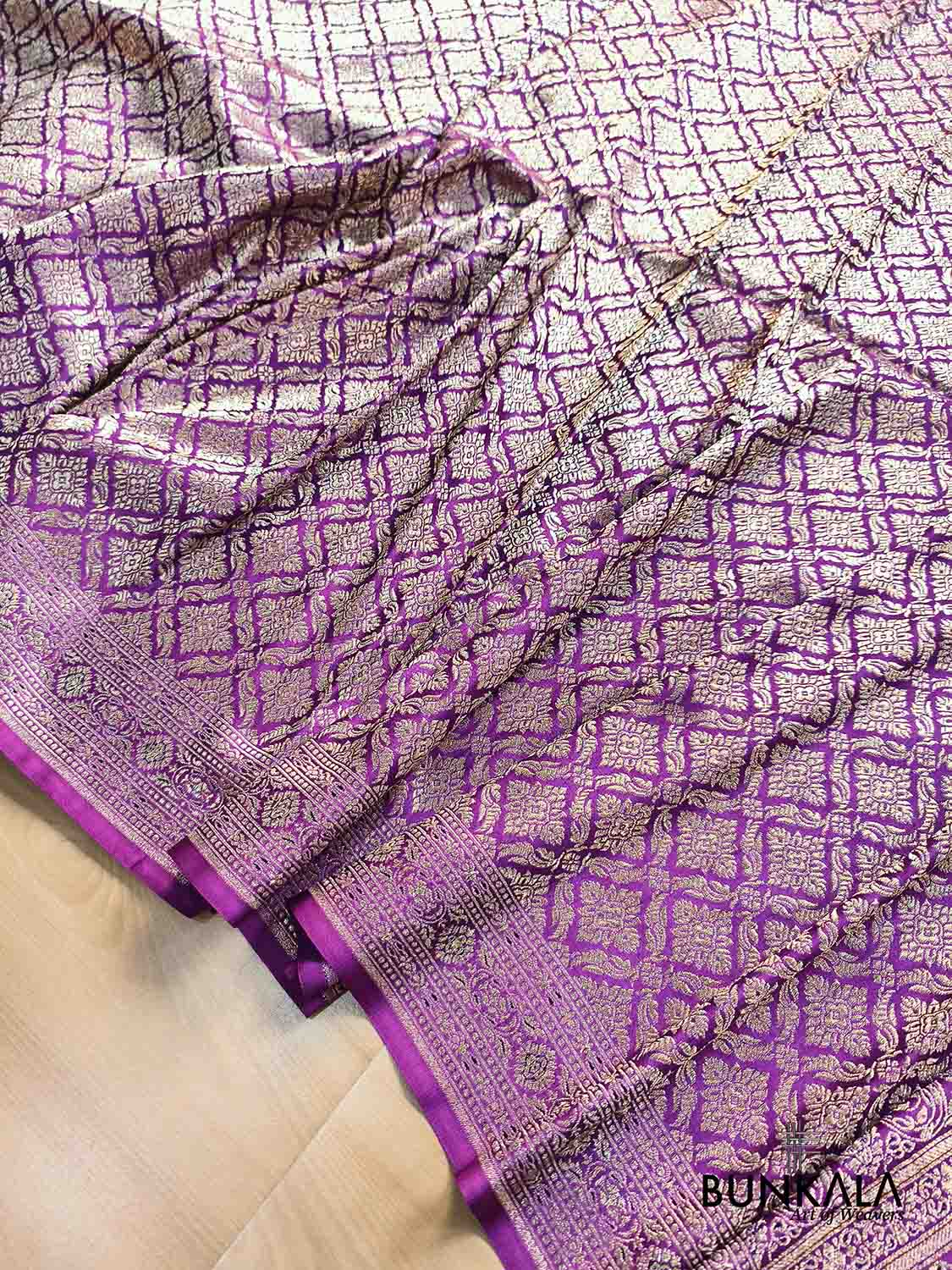 Purple Brocade Weaved Banarasi Mashru Silk Saree