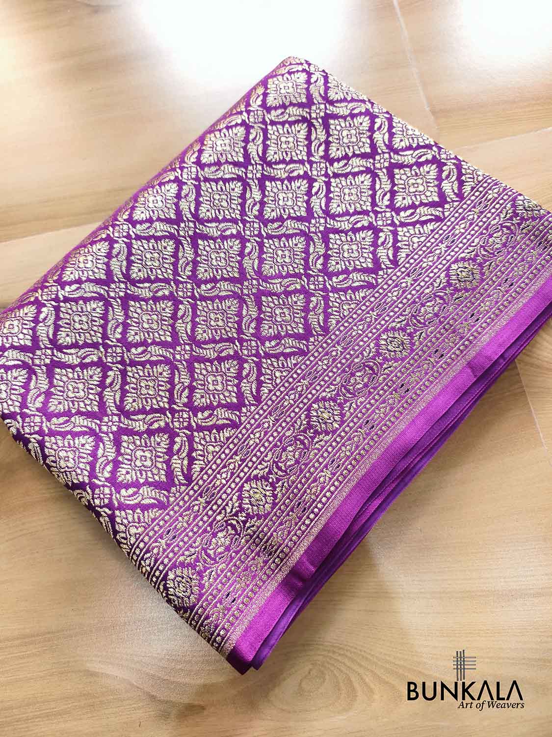 Purple Brocade Weaved Banarasi Mashru Silk Saree