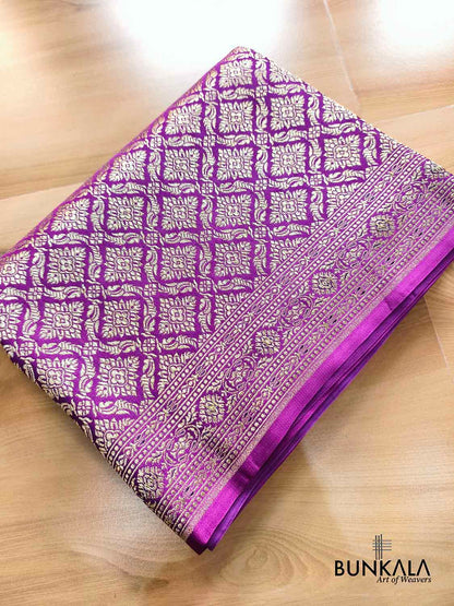 Purple Brocade Weaved Banarasi Mashru Silk Saree