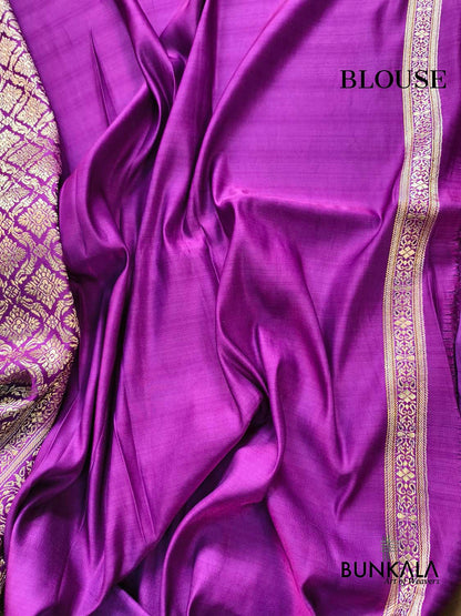 Purple Brocade Weaved Banarasi Mashru Silk Saree