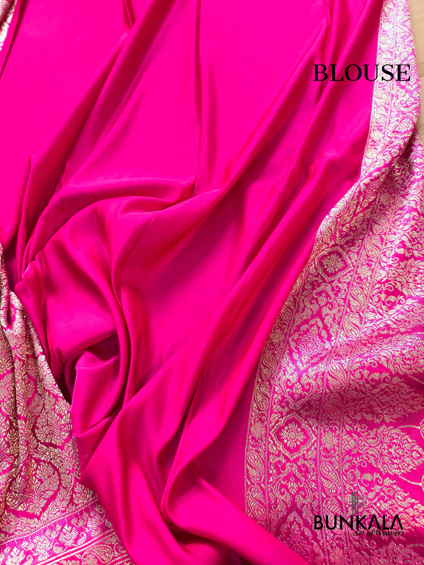 Hot Pink Brocade Weaved Banarasi Mashru Silk Saree