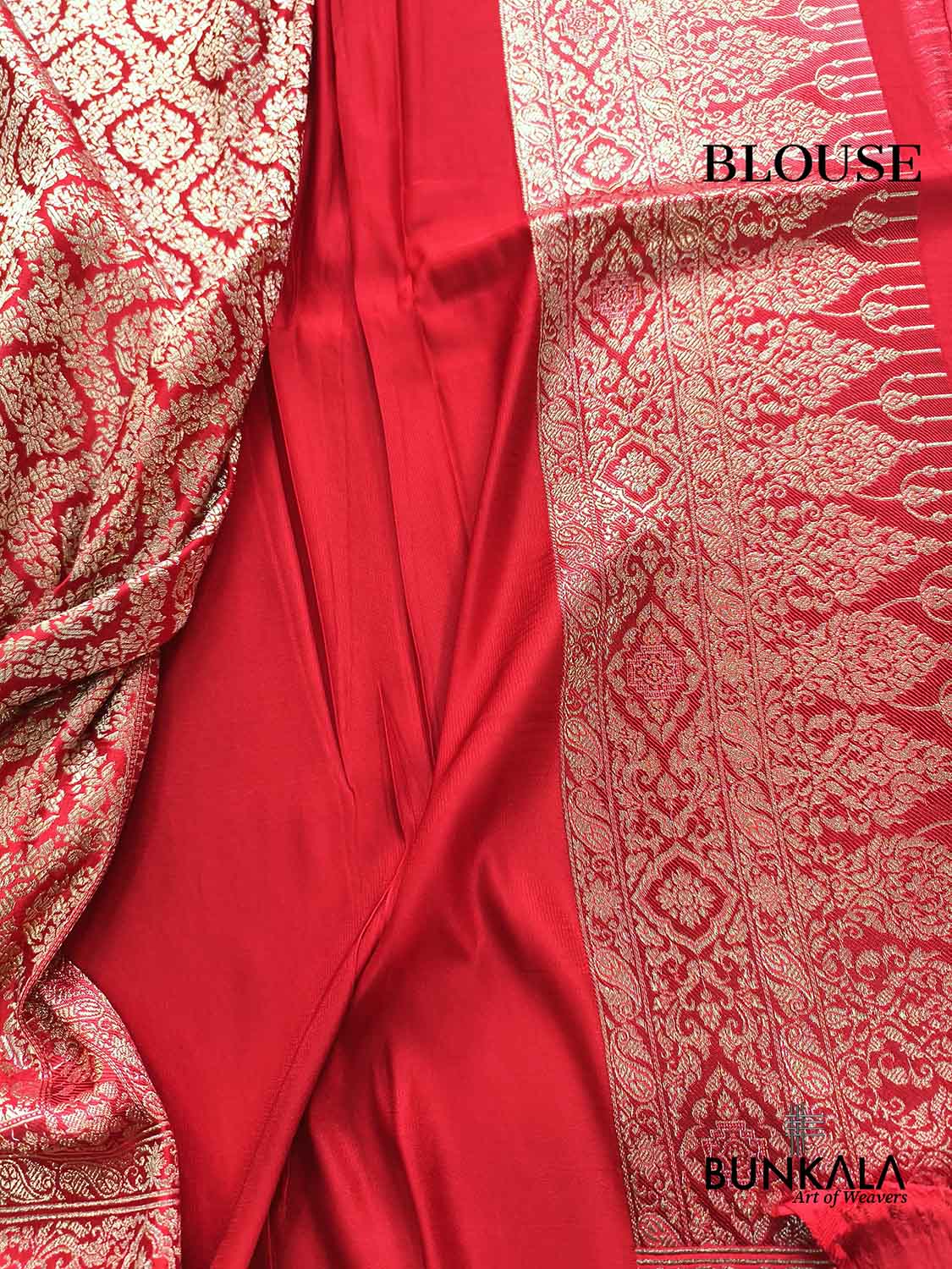 Bridal Red Brocade Weaved Banarasi Mashru Silk Saree