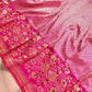 Pink Geometrical Design Tanchui Body Handloom Pure Katan Silk Big Meenakari Skirt Border Banarasi Saree