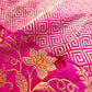 Pink Geometrical Design Tanchui Body Handloom Pure Katan Silk Big Meenakari Skirt Border Banarasi Saree
