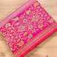 Pink Geometrical Design Tanchui Body Handloom Pure Katan Silk Big Meenakari Skirt Border Banarasi Saree