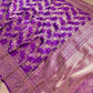 Purple Traditional Floral Jaal Design Kadwa Handweaved Pure Katan Silk Banarasi Saree