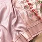 Light Pink Silver Zari Tanchui Body Mughal Design Handloom Pure Katan Silk Meenakari Pallu Banarasi Saree