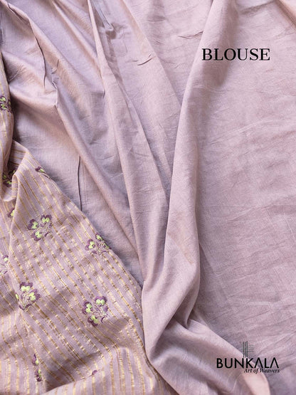 Greish Lavender Cotton Embroidered Meenakari Floral Buti Work Saree