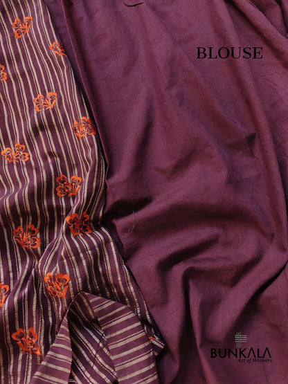 Maroon Cotton Embroidered Meenakari Floral Buti Work Saree