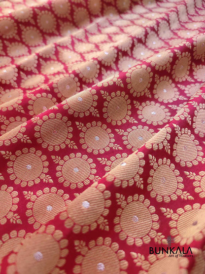 Maroon Heritage Design Tanchui Kadwa Handweaved Border Sona Rupa Banarasi Pure Katan Silk Saree