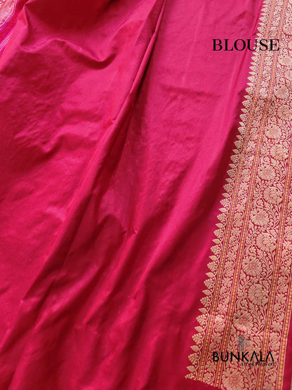Maroon Heritage Design Tanchui Kadwa Handweaved Border Sona Rupa Banarasi Pure Katan Silk Saree