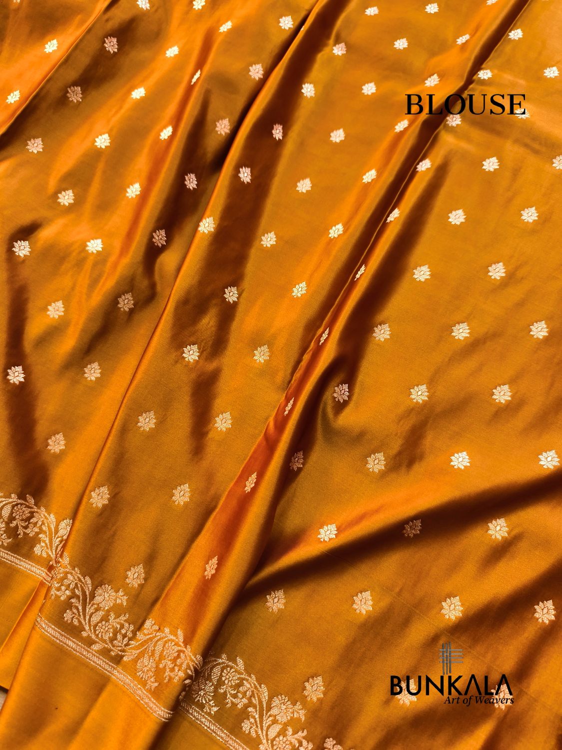 Burgundy with Mustard Contrast Buti Banarasi Mashru Silk Saree 