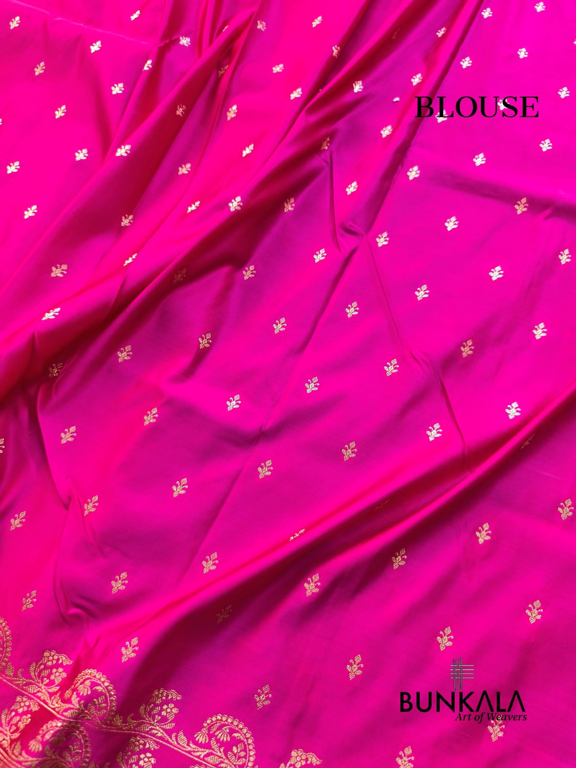 Blue with Pink Contrast Buti Banarasi Mashru Silk Saree 