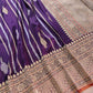 Purple Stripes Pure Katan Silk Handloom Banarasi Saree