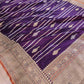 Purple Stripes Pure Katan Silk Handloom Banarasi Saree