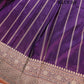 Purple Stripes Pure Katan Silk Handloom Banarasi Saree