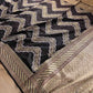 Jet Black Zig Zag Pure Katan Silk Kadwa Hand Weaved Banarasi Saree