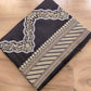 Jet Black Zig Zag Pure Katan Silk Kadwa Hand Weaved Banarasi Saree
