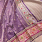 Purple Brocade Pure Katan Silk Handloom Meenakari Banarasi Saree
