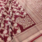 Dark Maroon Pure Katan Silk Handloom Banarasi Saree
