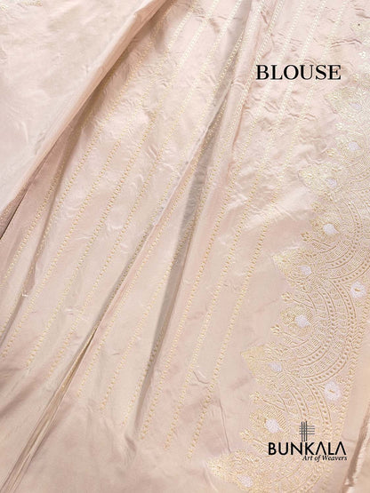 Ivory Meenakari Pure Katan Silk Handloom Banarasi Saree