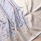 Grey Geometric Pattern Jamewar Weaved Banarasi Soft Mashru Silk Saree
