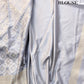 Grey Geometric Pattern Jamewar Weaved Banarasi Soft Mashru Silk Saree