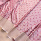 Pastel Baby Pink Geometric Pattern Jamewar Weaved Banarasi Soft Mashru Silk Saree