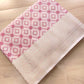 Pastel Baby Pink Geometric Pattern Jamewar Weaved Banarasi Soft Mashru Silk Saree