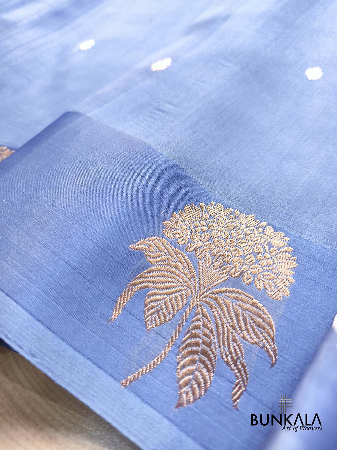 Pastel Blue Sona Rupa Small Buti Handloom Banarasi Pure Organza Silk Saree