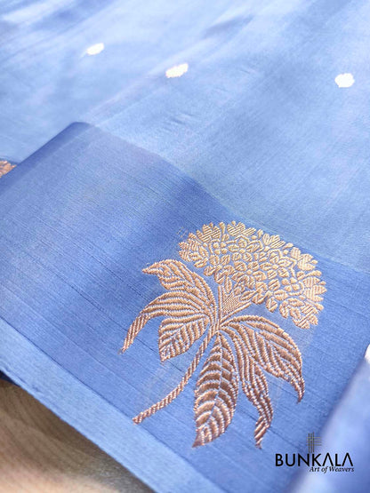 Pastel Blue Sona Rupa Small Buti Handloom Banarasi Pure Organza Silk Saree