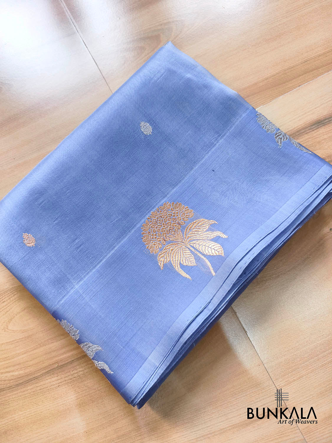 Pastel Blue Sona Rupa Small Buti Handloom Banarasi Pure Organza Silk Saree
