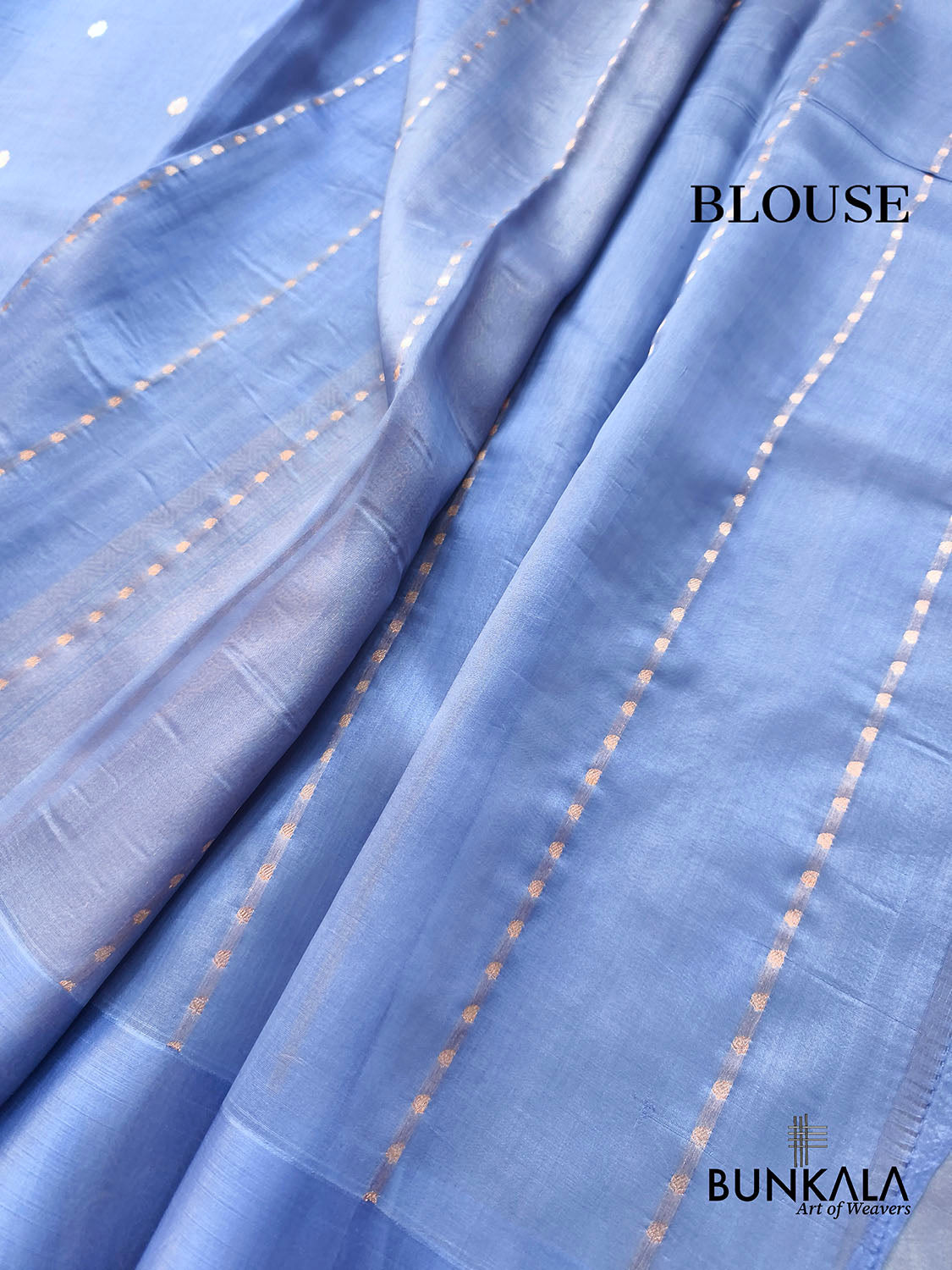 Pastel Blue Sona Rupa Small Buti Handloom Banarasi Pure Organza Silk Saree